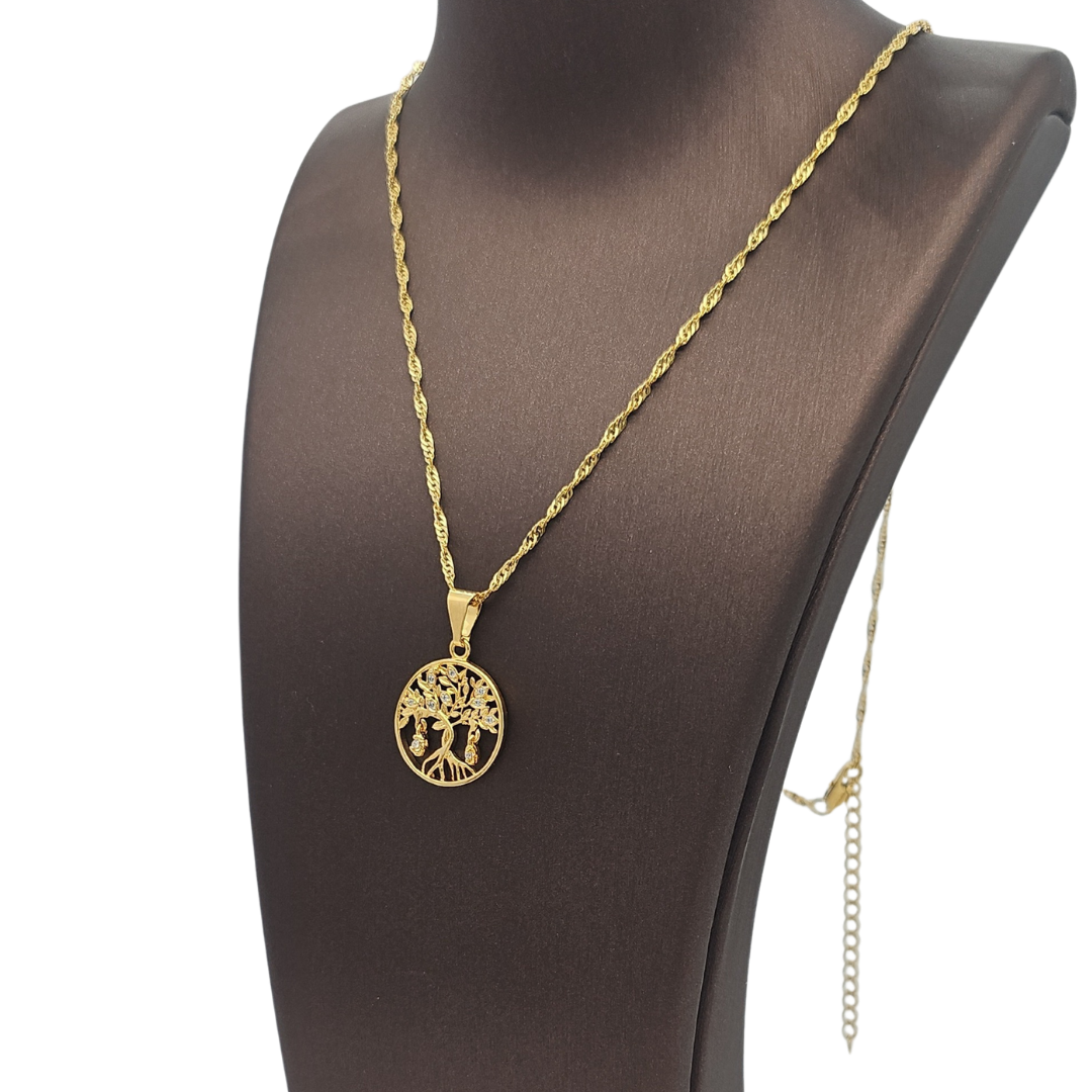 18K Gold Filled Money Tree Pendant Necklace