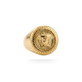 18K Gold Filled Medusa Mythic Head Sunburst Signet Ring – Sunburst Border Statement Ring for Men & Women