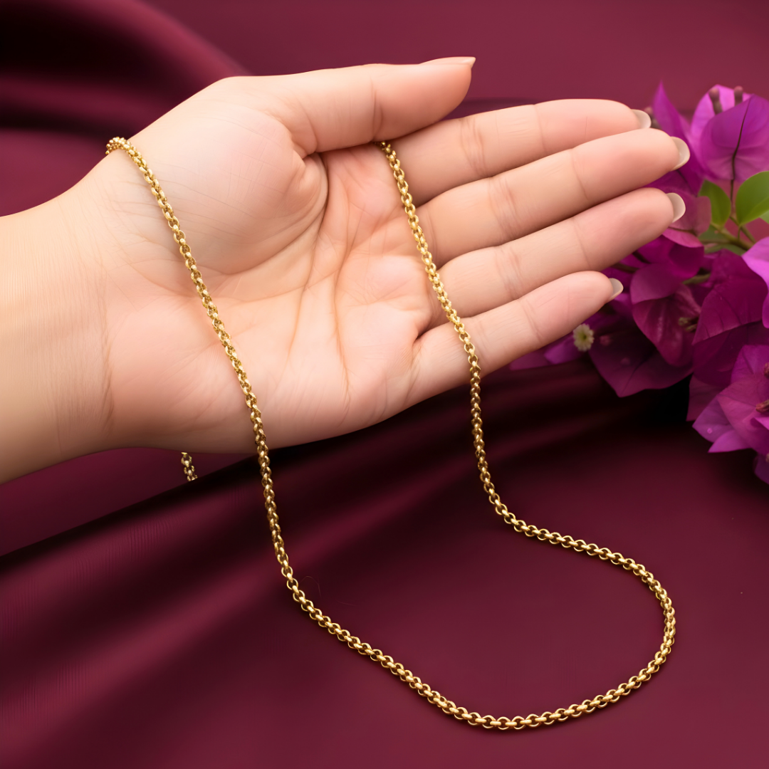 18K Gold Filled Belcher Chain Necklace – Classic Rolo Link Chain for Men & Women