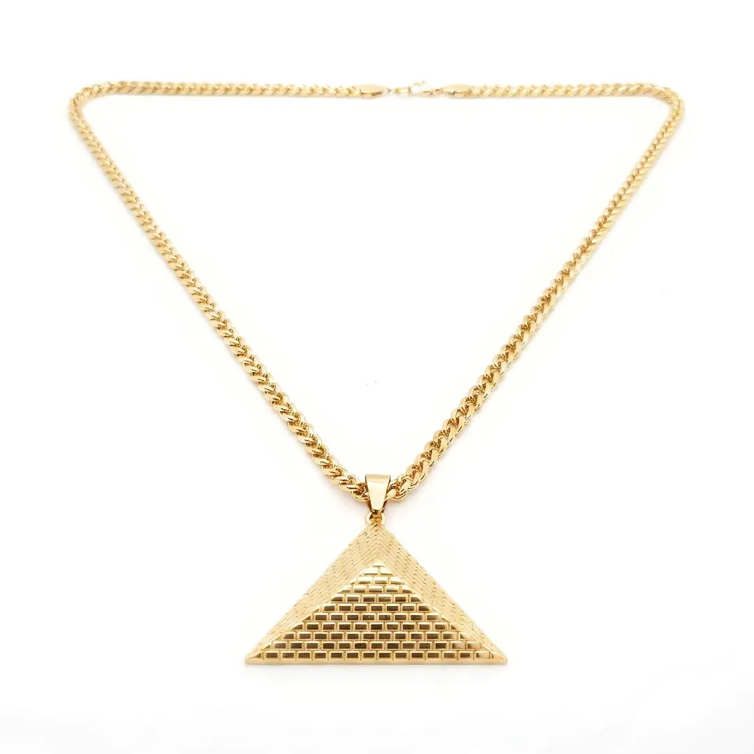 Pyramid Pendant Necklace – 58cm Franco Chain Geometric Statement Jewelry [Architectural Design]