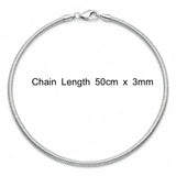 Silver Snake Chain (3mm x 50cm) – Smooth Flexible Tubular Necklace for Men & Women