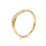 18K Gold Filled Infinity Cross Over Diamond Ring – Pavé Cubic Zirconia Layered Wave Statement Ring for Women