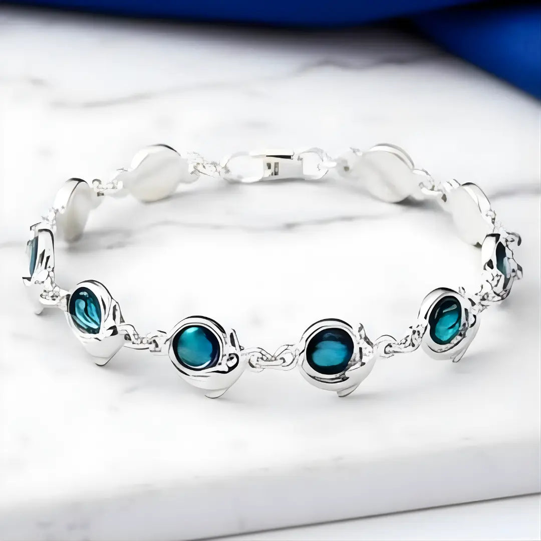 Silver Fish Paua Shell Bracelet