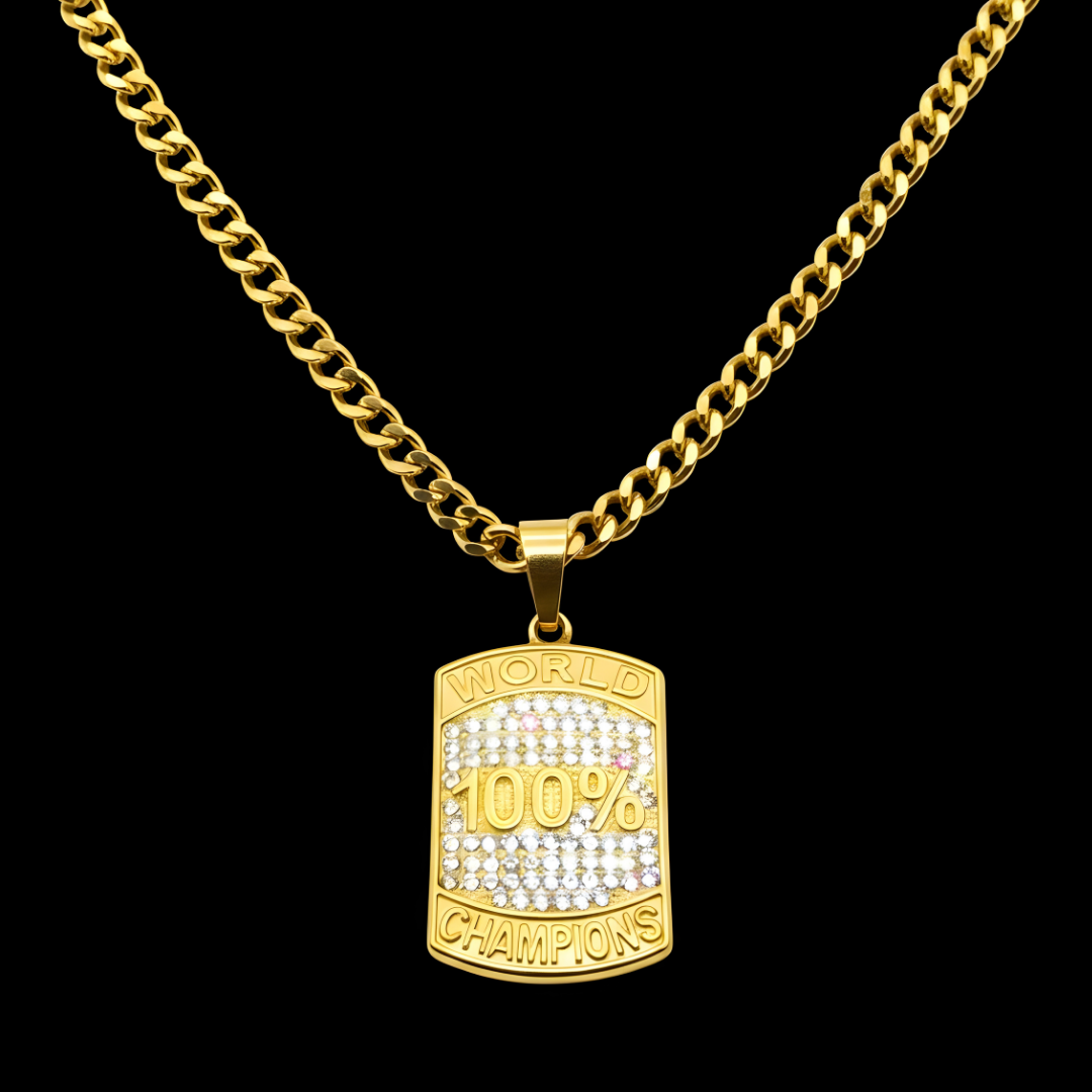 18k Gold Filled World 100% Champion Pendant