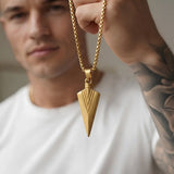 Arrowhead Pendant Necklace with Box Chain (Gold, Silver & Black Tone) – 52cm Geometric Statement Jewelry