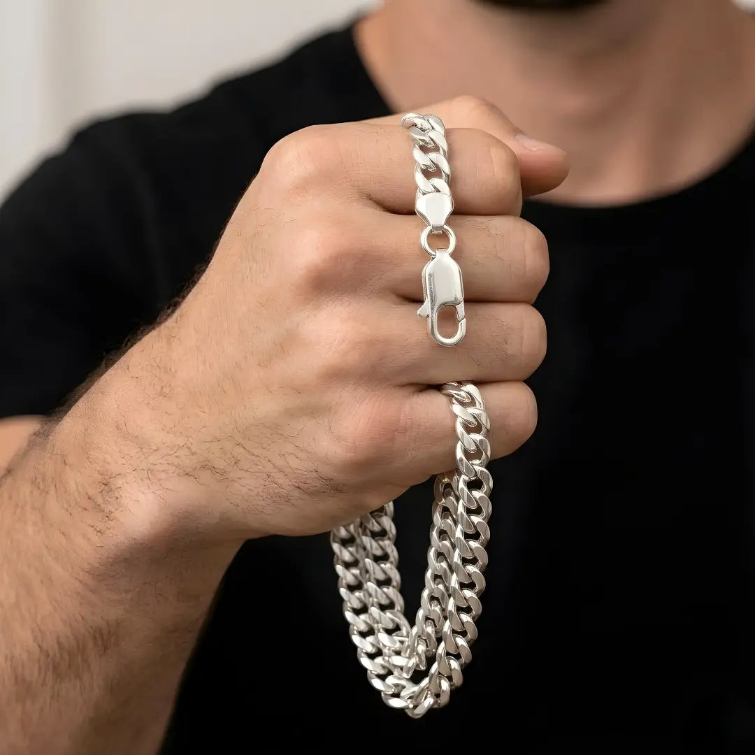 Silver Curb Cuban Link Chain