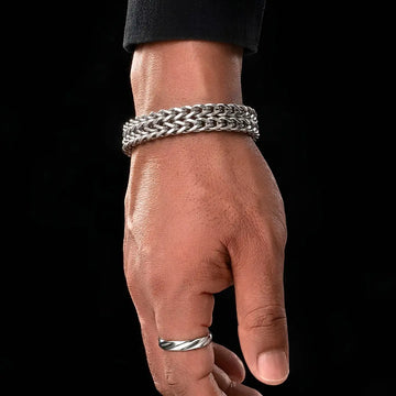 23CM x 14MM Men's Stainless Steel Franco Wheat Chain Bracelet -  Heavy Duty Silver Curb Link Bangle, Tarnish-Proof Waterproof Jewelry