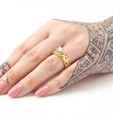 18K Gold Filled Heirloom Filigree Engagement Ring – Hawaiian Scroll CZ Solitaire Ring for Women