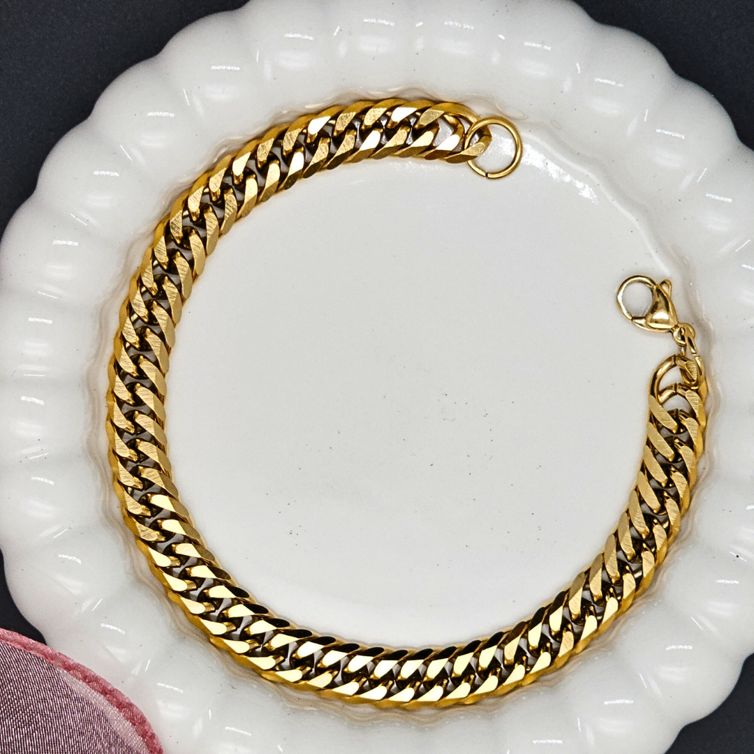 18K Gold Filled Cuban Link Bracelet 22cm 10mm