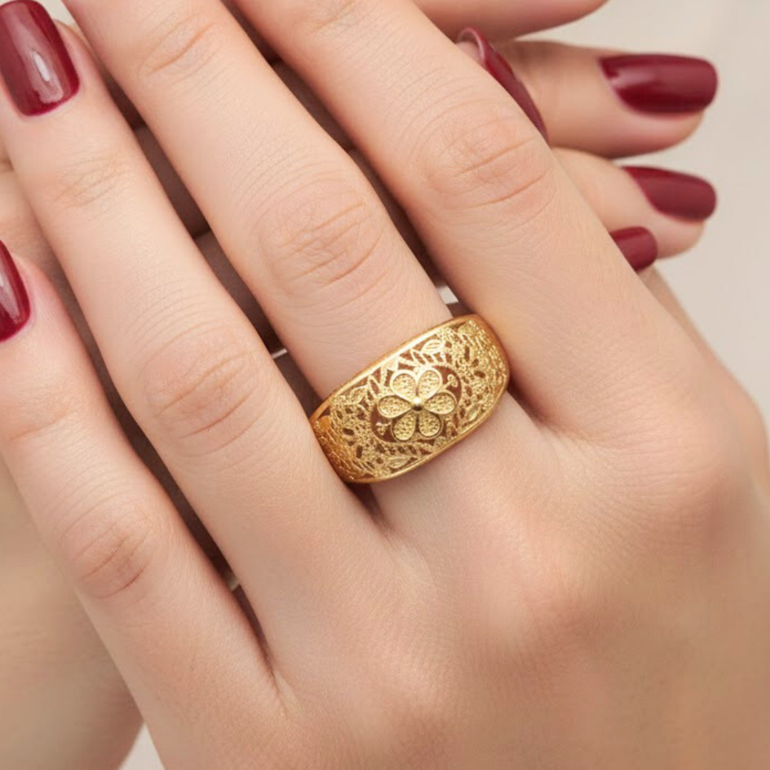 18K Gold Filled Tarnish Proof Filigree Ring