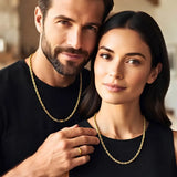 18K Gold Filled Square Rope Chain Necklace – 60cm 3mm Diamond-Cut Twisted Link Chain for Men & Women