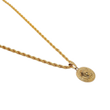 18K Gold Filled Medusa Head Medallion Rope Chain Necklace – Engraved Greek Key Coin Pendant Necklace for Men & Women