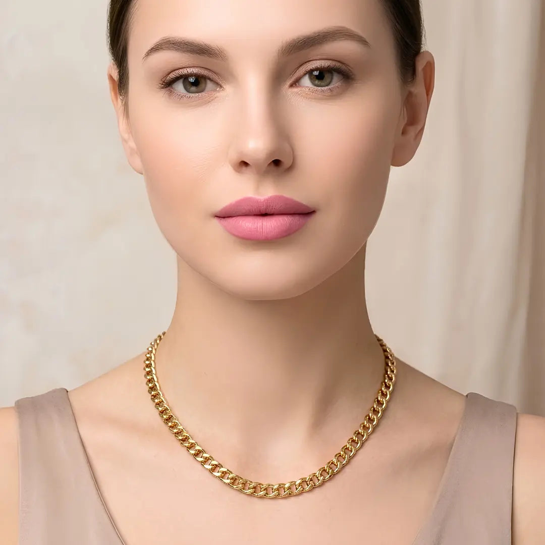 40CM x 5MM 18K Gold Filled Cuban Link Chain – Tarnish-Proof  Unisex Necklace