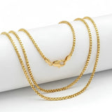 18K Gold Filled Square Byzantine Chain Necklace – 68cm 3mm Diamond-Cut Fluted Link Chain for Men & Women