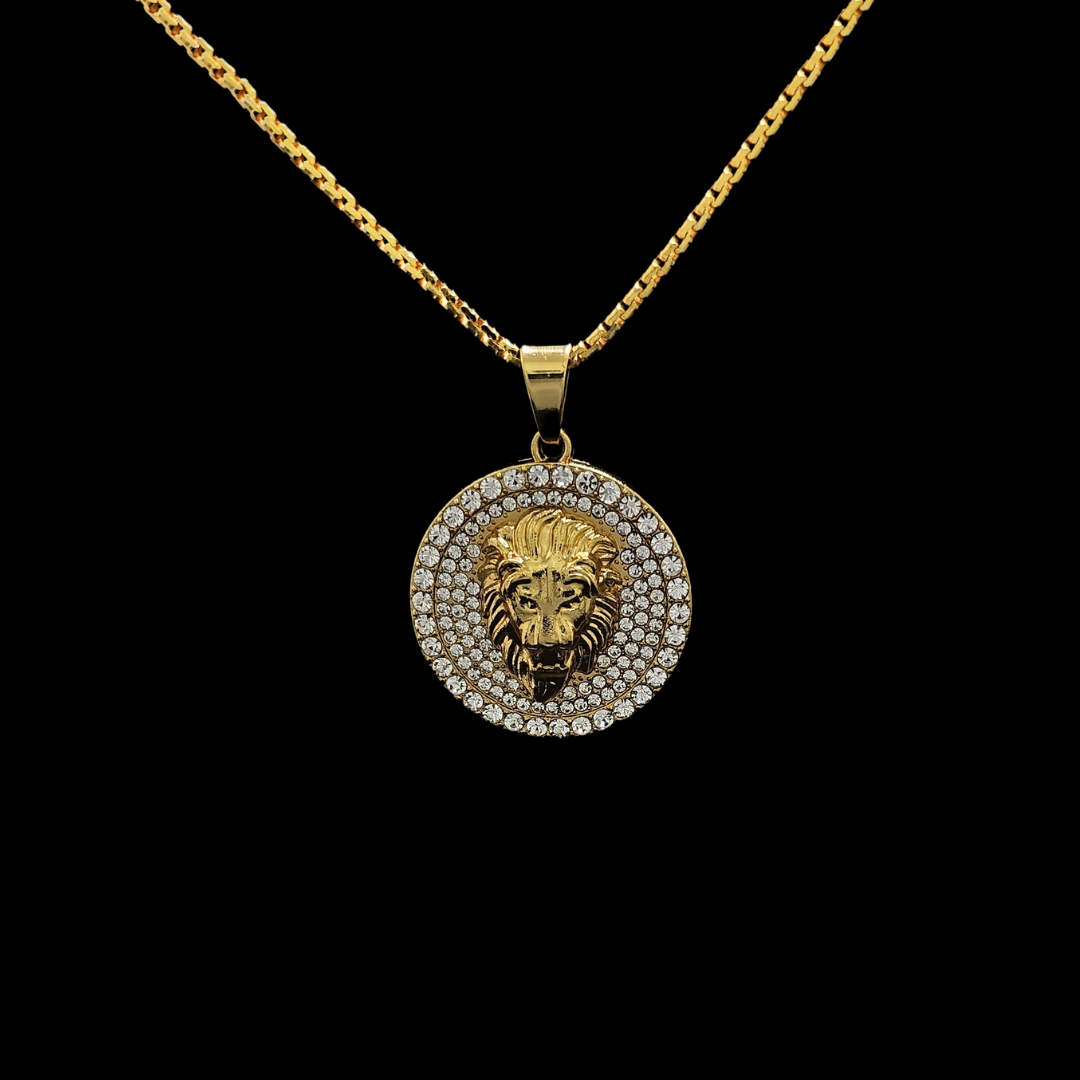 18k Gold Filled Lion Head Pendant with CZ