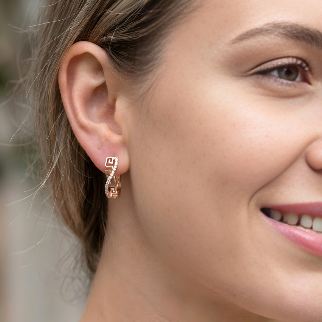 18K Gold Filled Filigree Marquise Wave CZ Huggie Earrings – Openwork Filigree Teardrop Hoop Earrings for Women