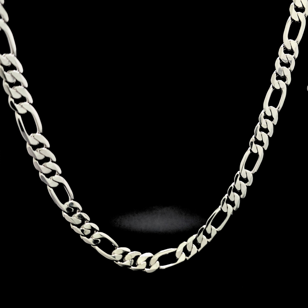 12MM Silver Figaro Chain