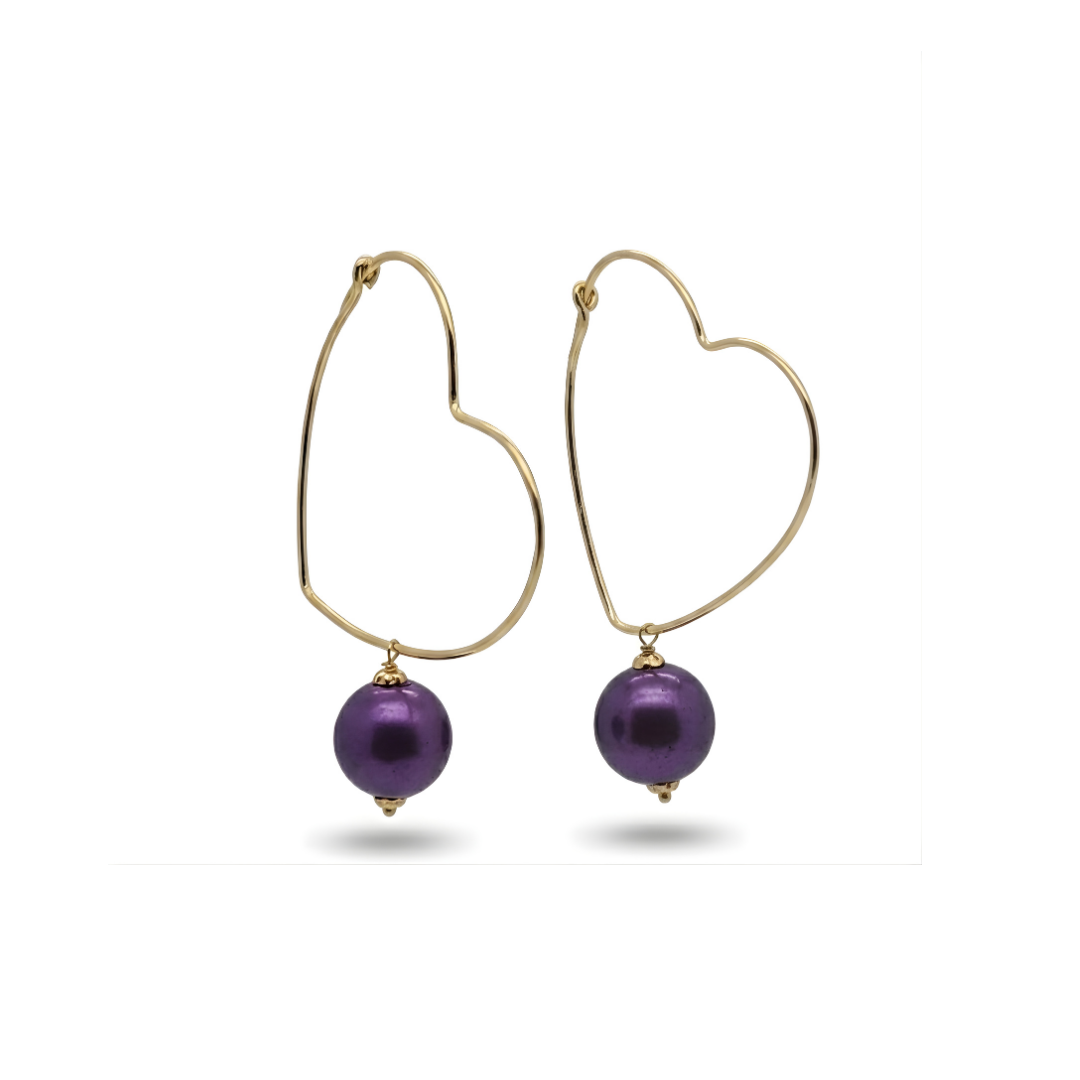 18K Gold Filled Heart Shape Pearl Earrings
