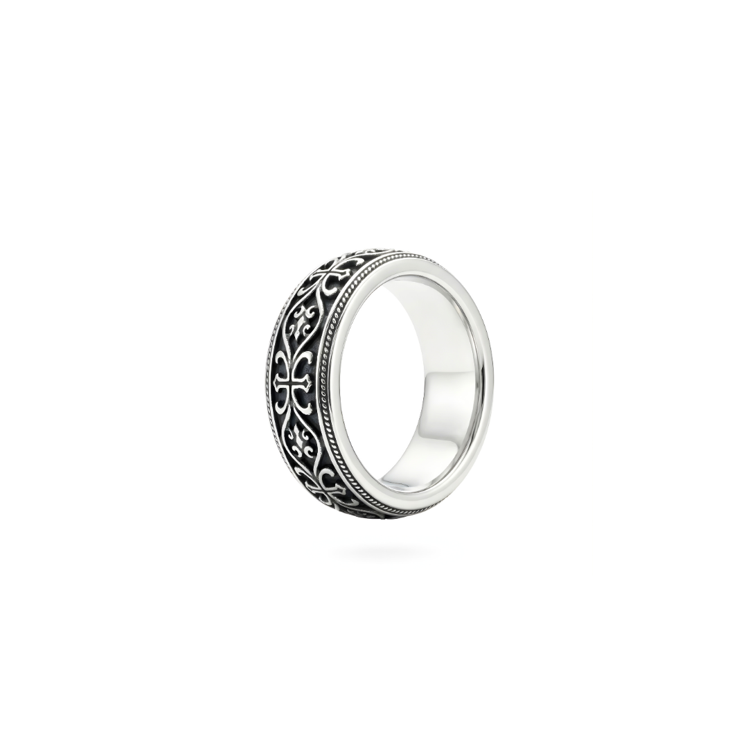 Stainless Steel  Black Viking Mens  Ring