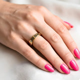 Unisex Gold Roman Numeral Diamond Ring