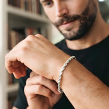 Silver Rope Chain Bracelet – 21cm 6mm Twisted Spiral Link Bracelet with Lobster Clasp for Men