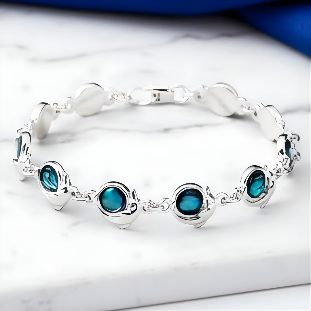 Silver Fish Paua Shell Bracelet – 19cm