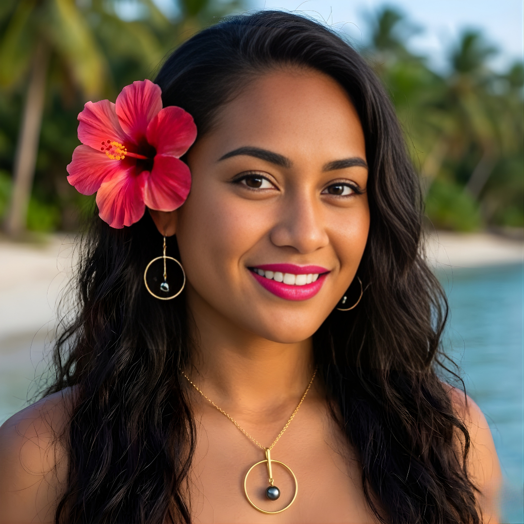 18K Gold Filled Grey Pearl Set