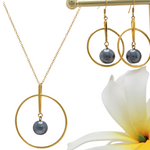 Load image into Gallery viewer, 18K Gold Filled Grey Pearl Set
