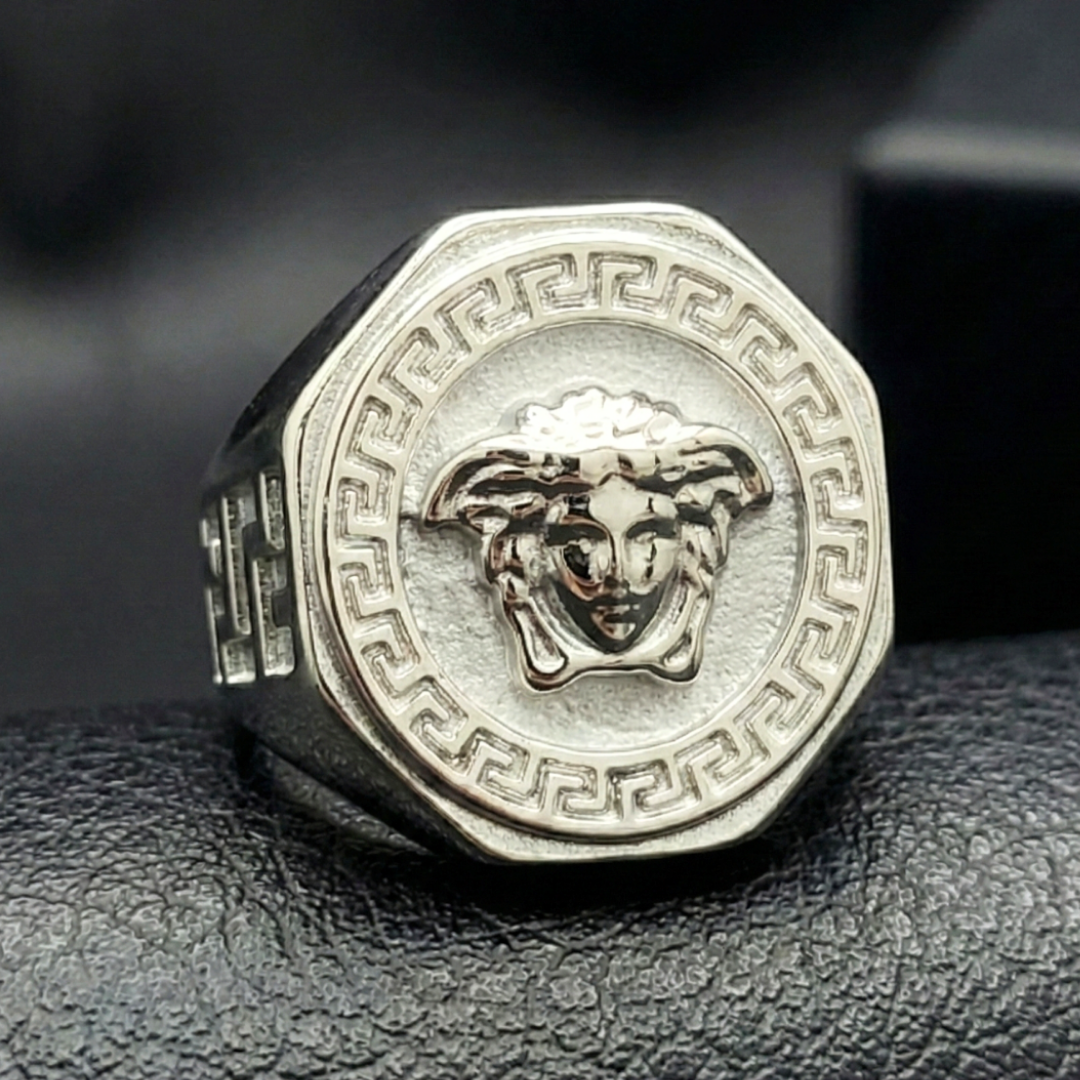 Silver Mythic Head Statement Ring – Bold Luxury Design for Men
