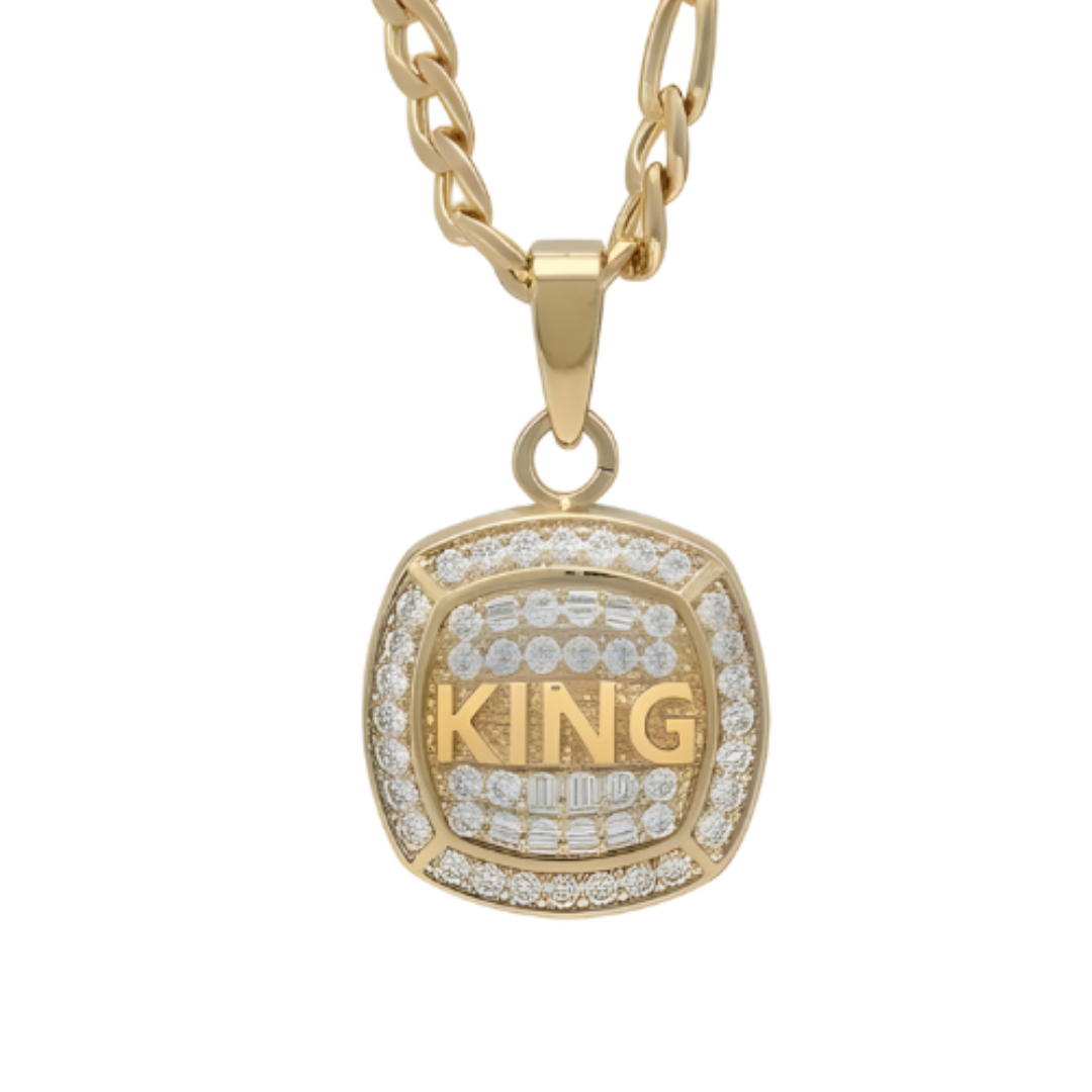 18K Gold Filled Customized King Pendant Necklace