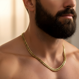 18K Gold Filled Classic Cuban Link Chain Necklace (50cm x 5mm) – Flat-Bevel Gold Chain for Men & Women