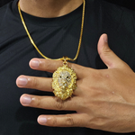 Load image into Gallery viewer, 18k Gold Filled Lion Head Pendant with CZ
