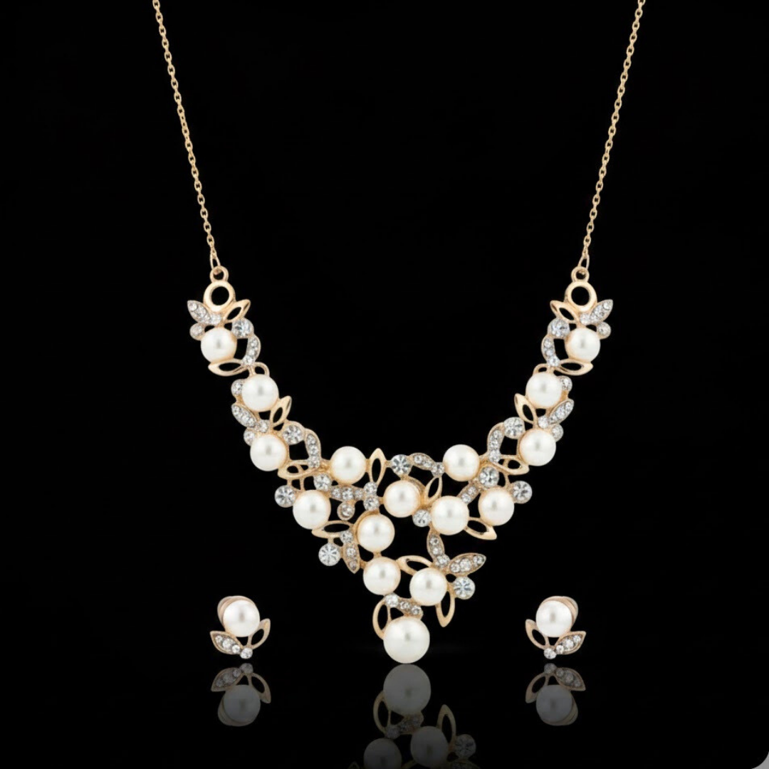 18K Gold Filled Pearl Fancy Set