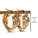 18K Gold Filled Tarnish Proof Hawaiian Multi-Strand Twisted Hoop Earrings