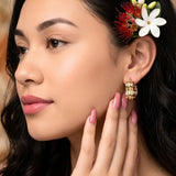 14K Gold Filled Hawaiian Wave Oval Hoop Earrings | Tarnish Proof