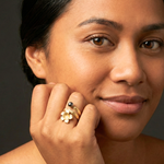 Load image into Gallery viewer, 18K Gold Filled Hawaiian Plumeria Ring with Black Pearl