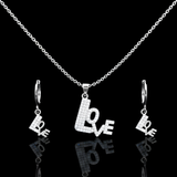 18K Rose Gold Filled LOVE Pendant Necklace With Earrings