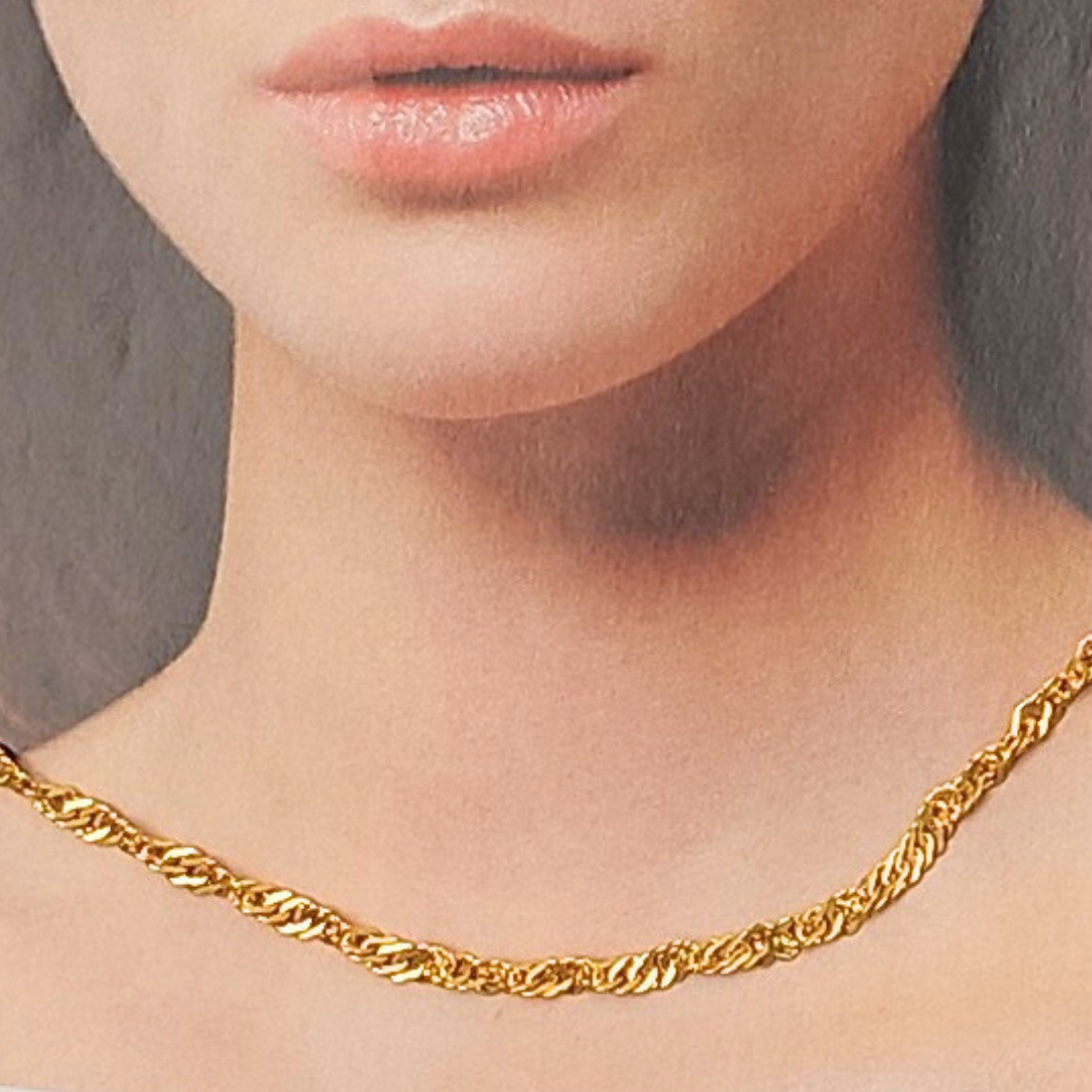 18K Gold Filled Twisted Chain With Bracelet