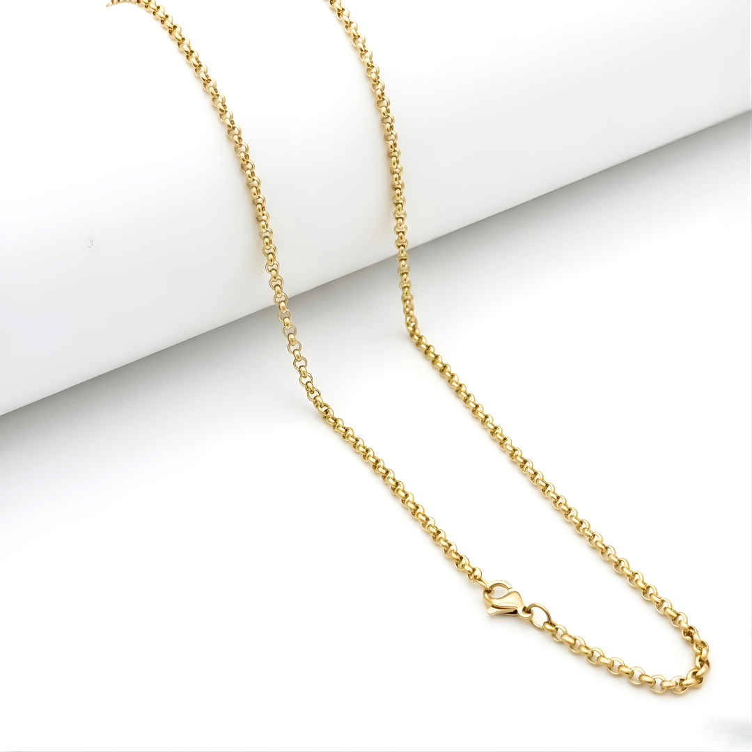 18K Gold Filled Belcher Chain Necklace – Classic Rolo Link Chain for Men & Women