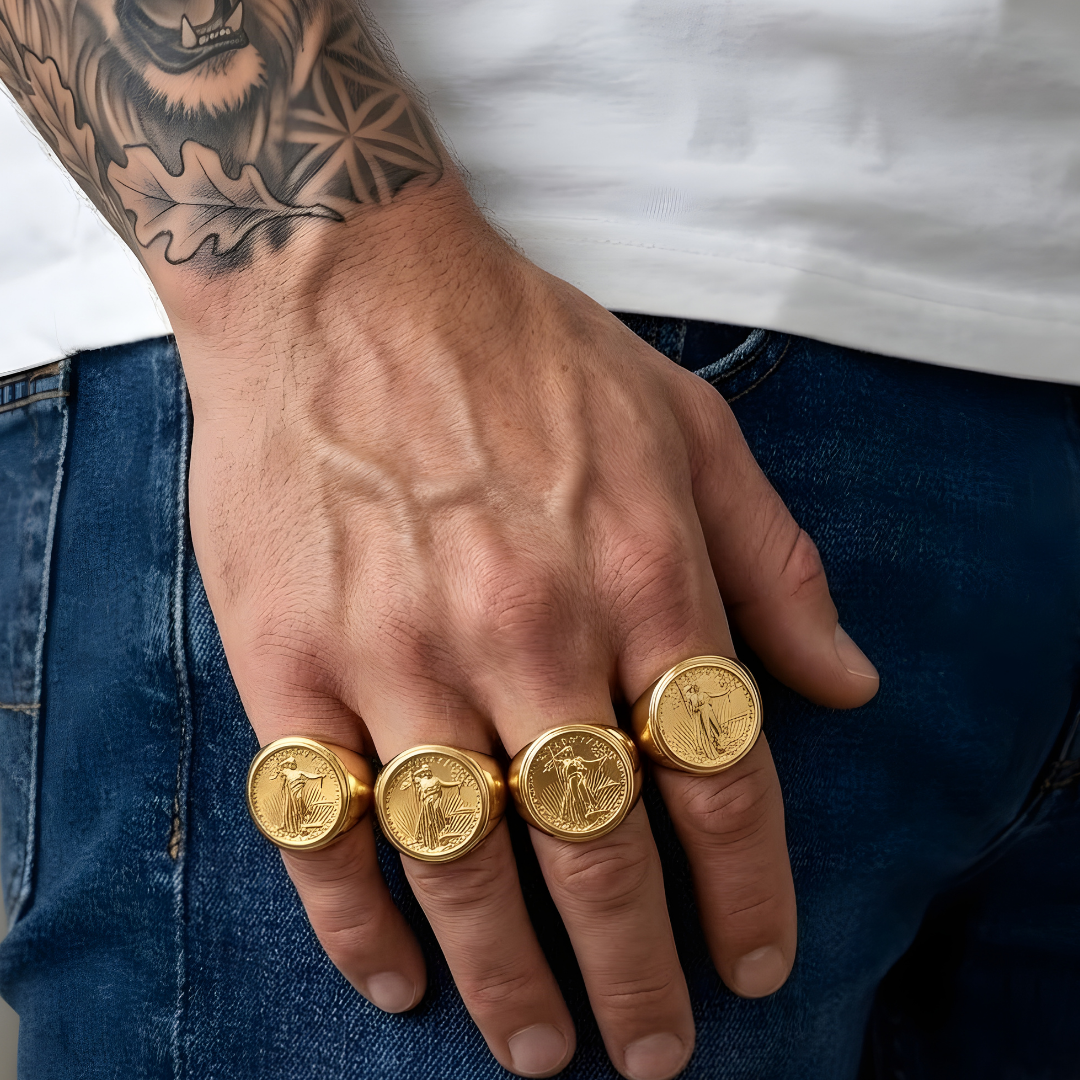 18K Gold Filled Liberty Coin Ring