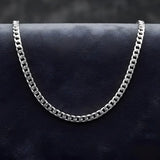 60CM x 4MM Stainless Steel Cuban Curb Chain Necklace – Unisex Tarnish-Proof Silver Chain