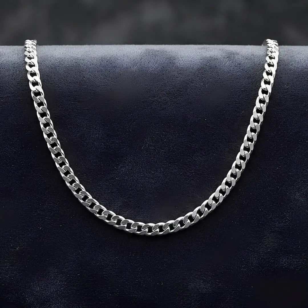 60CM x 4MM Stainless Steel Cuban Curb Chain Necklace – Unisex Tarnish-Proof Silver Chain