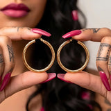 18K 18K Gold Filled Hawaiian Style Twisted Hoop Earrings – Tarnish Proof Hoop Earrings for Women