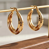 Hawaiian 14K Gold Filled Triple Strand Hoop Earrings – Tarnish-Proof 25mm