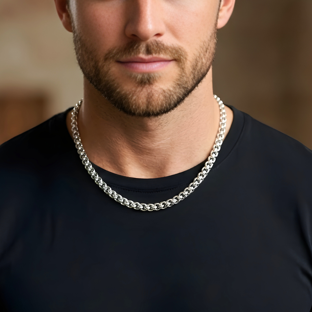 Silver Rhodium Plated Interlinked Chain 50cm x 6mm