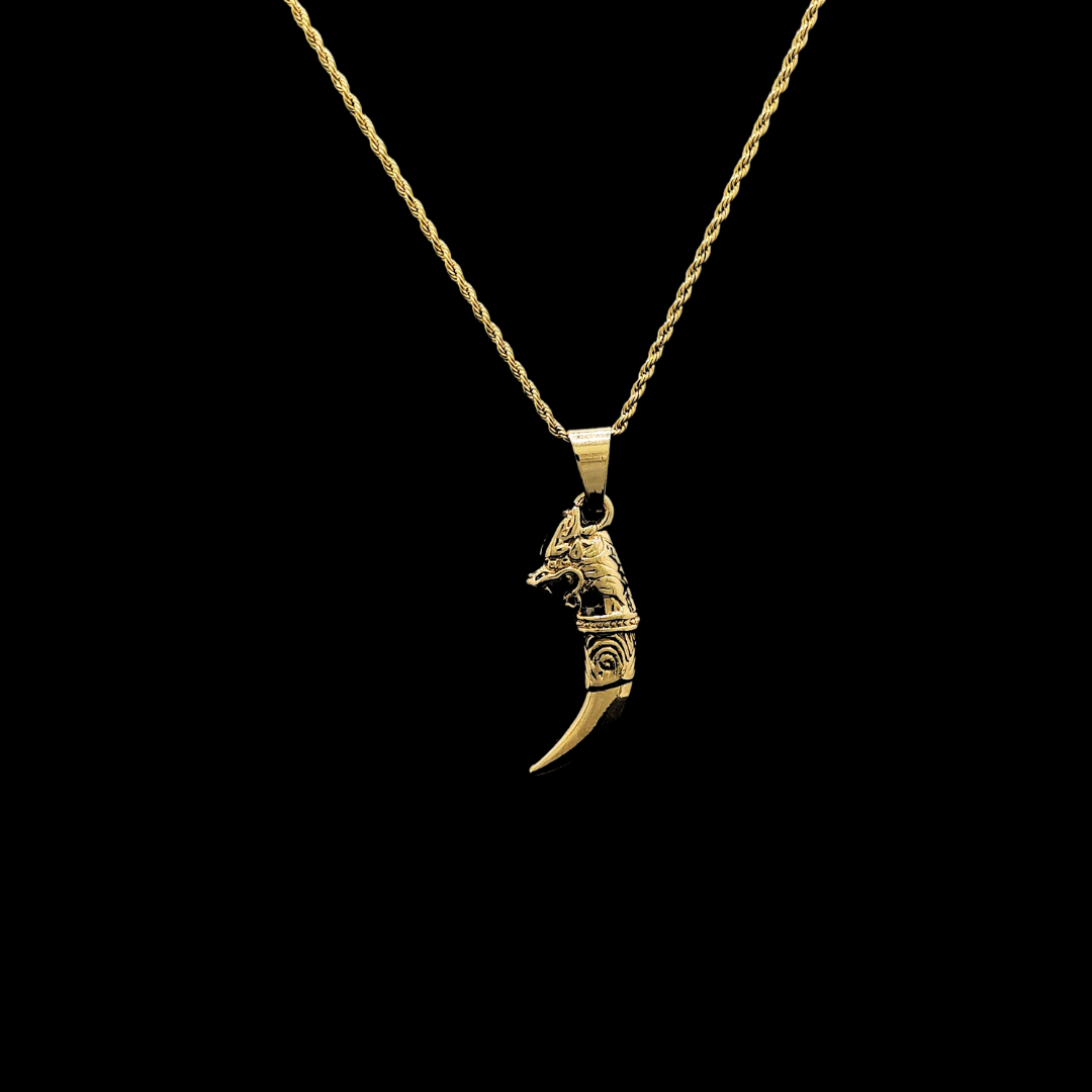 18K Gold Filled Lion Tooth Pendant Necklace