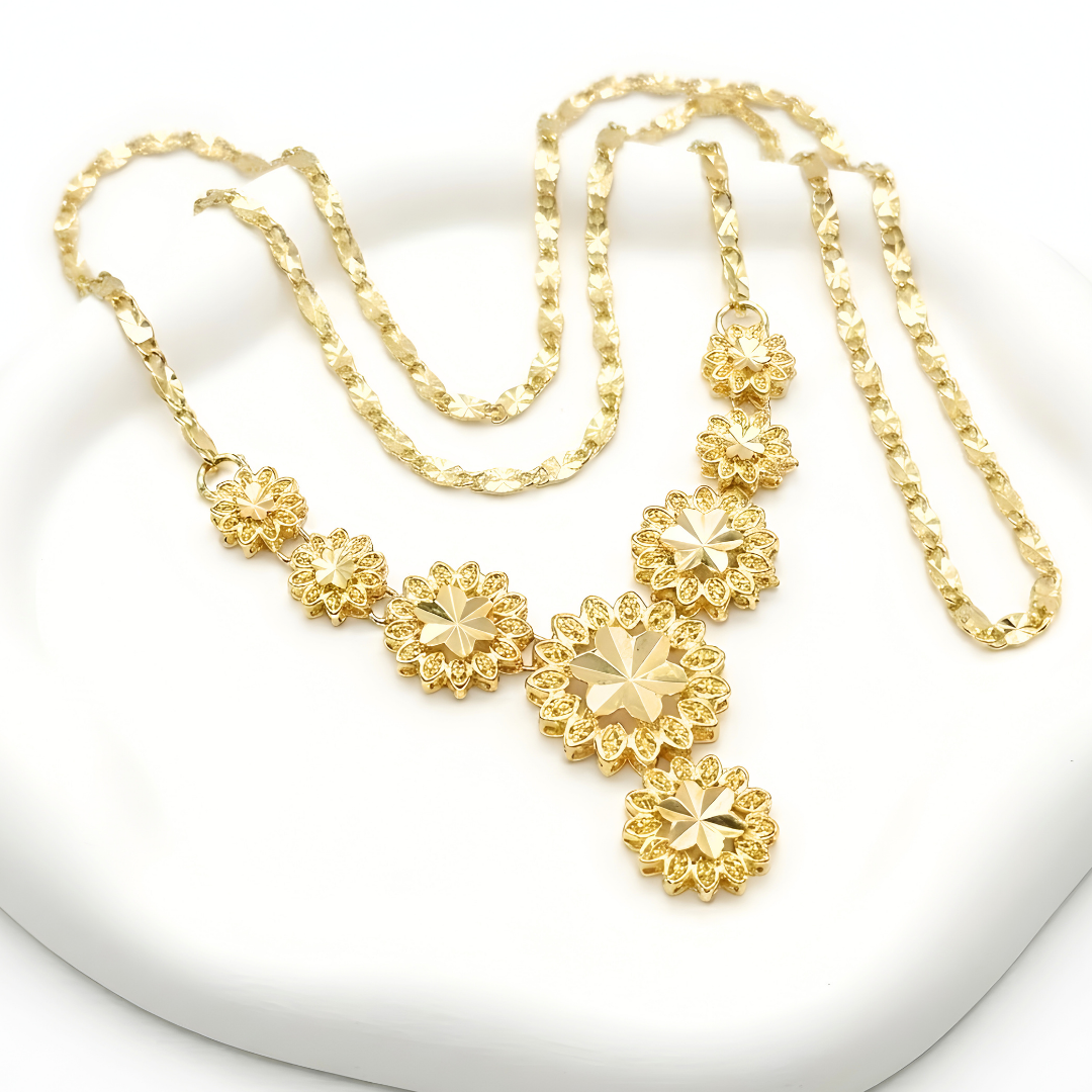 18K Gold Filled  Flower Necklace x 50cm
