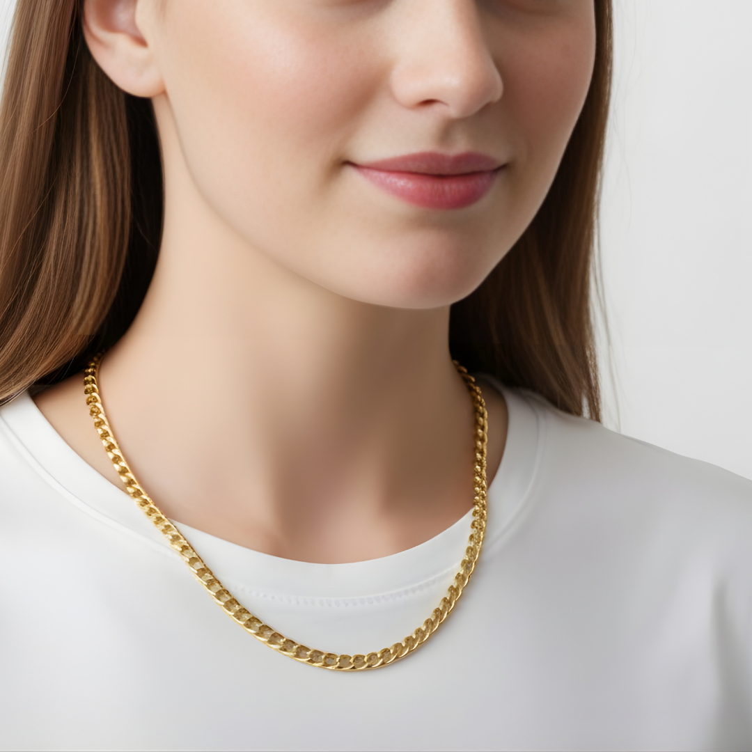 18K Gold Filled Cuban Link Chain Necklace 40cm x 5mm
