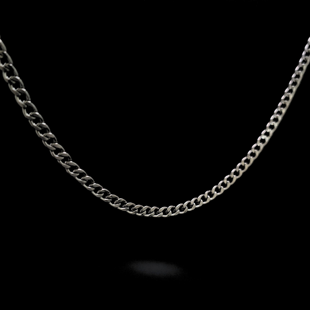 Silver Rhodium plated Tarnish Proof Cuban Link Chain