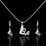 Load image into Gallery viewer, 18K Rose Gold Filled LOVE Pendant Necklace With Earrings